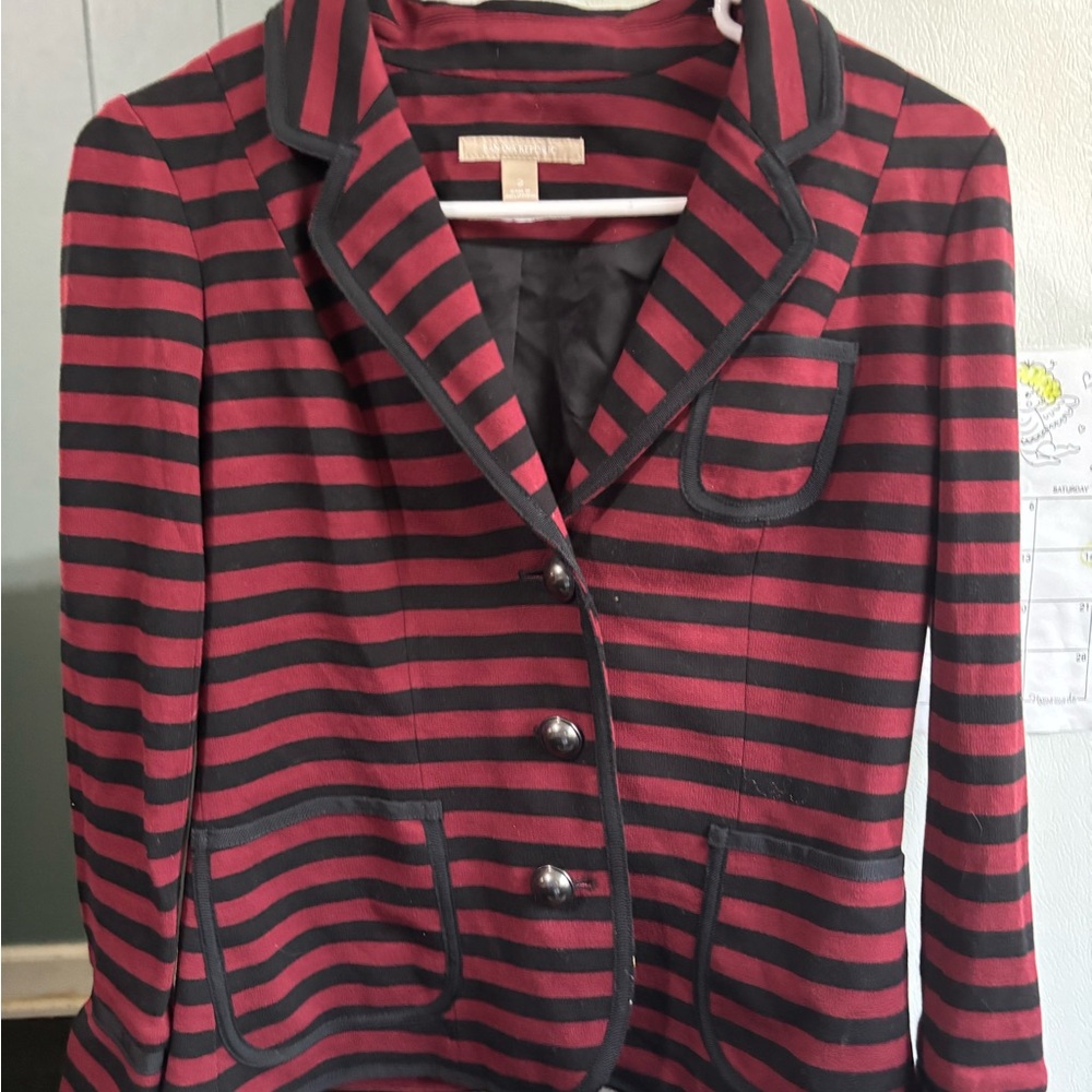Striped Red and Black Women's Blazer